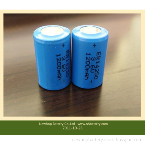 Primary Lithium Battery 3.6V 1/2AA 1200mAh Pin Type Er14250 Battery Lithium Battery Er14250 3.6V Lithium Battery No Rechargeable Lithium Battery